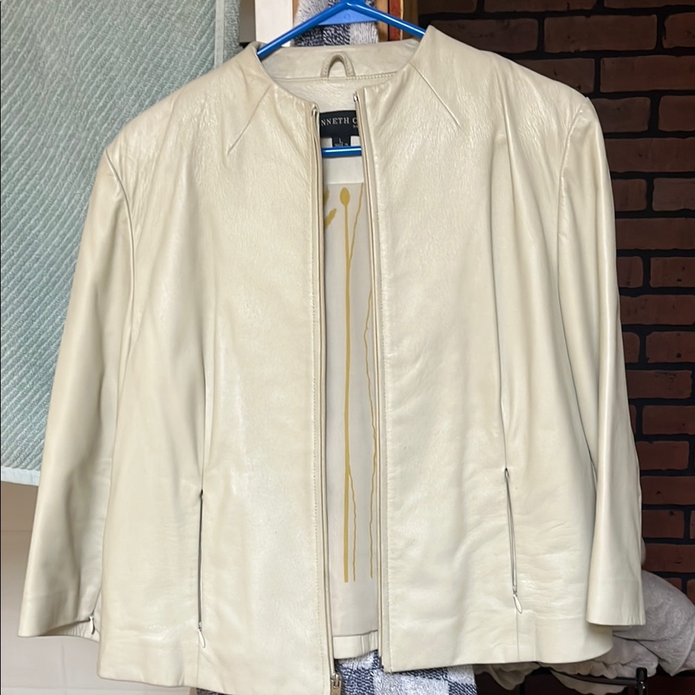 Kenneth Cole Cream Leather Jacket